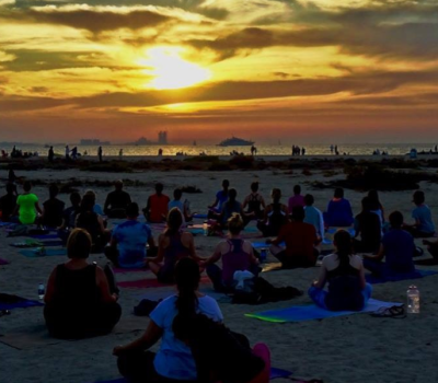 full moon beach yoga